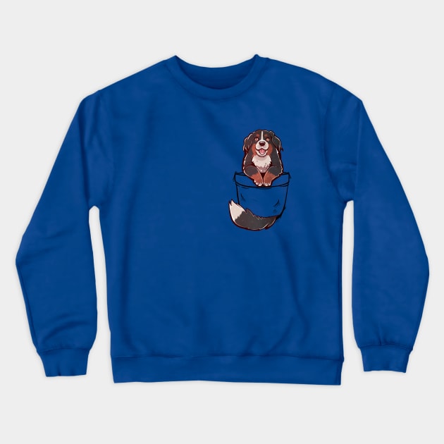 Pocket Cute Bernese Mountain Dog Crewneck Sweatshirt by TechraPockets